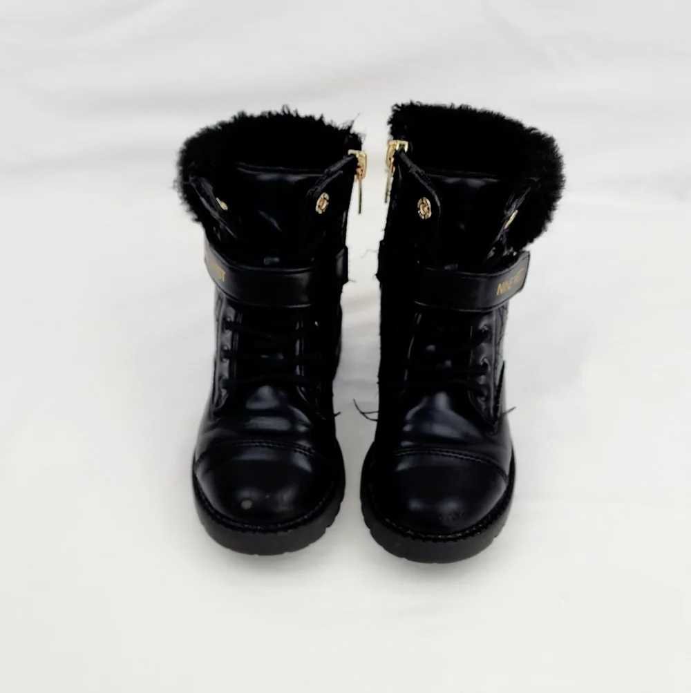 Nine West  Black Faux Fur Upper Chain Detail Boots